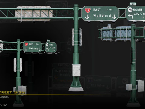 Highway Street Sign 3D Model