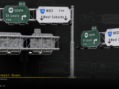 Highway Street Sign 3Dモデル
