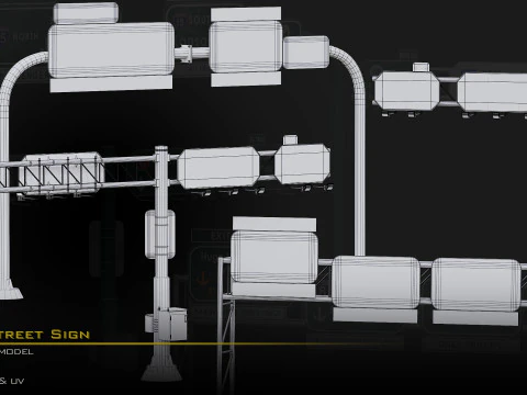 Highway Street Sign 3D Model