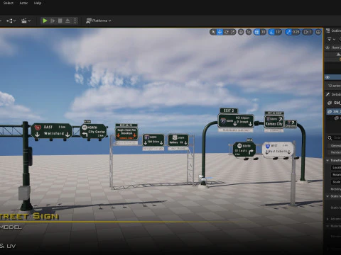 Highway Street Sign 3D Model