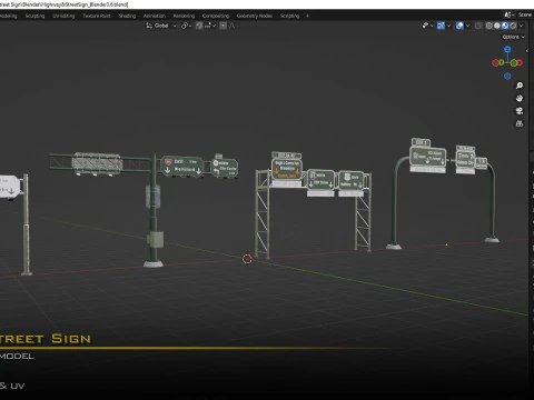 Highway Street Sign 3D Model
