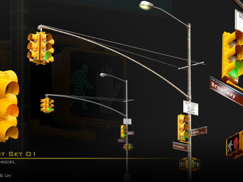 Traffic Light Set 01 3D 模型