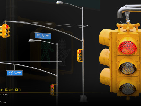 Traffic Light Set 01 3D 模型