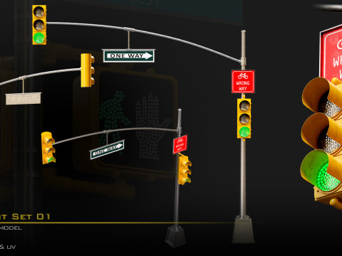 Traffic Light Set 01 3D 模型