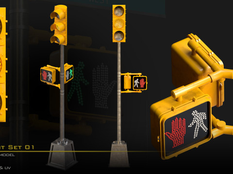 Traffic Light Set 01 3D 模型