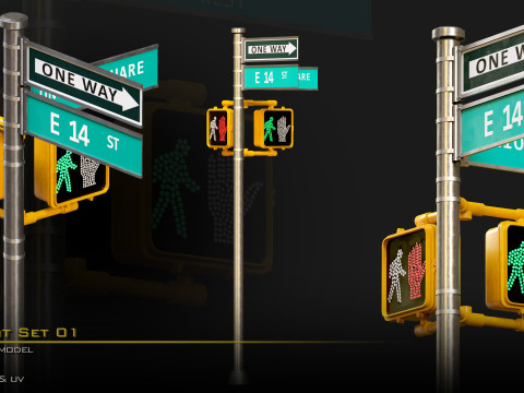 Traffic Light Set 01 3D 模型