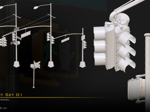 Traffic Light Set 01 3D 模型