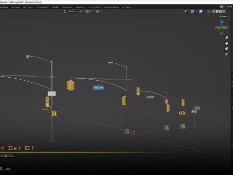 Traffic Light Set 01 3D 模型