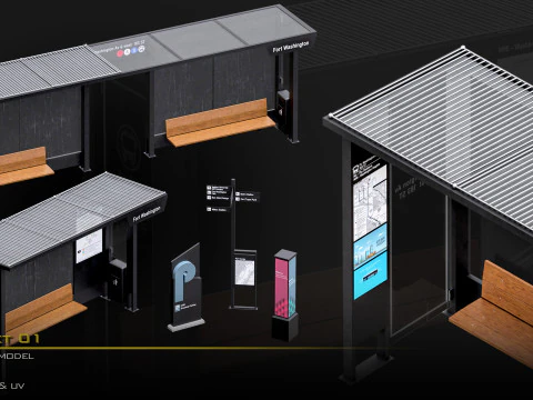 Parada de &ocirc;nibus - Set01 Modelo 3D