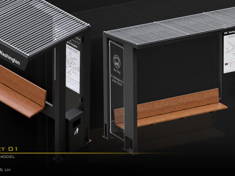 Bus Stop - Set01 3D Model