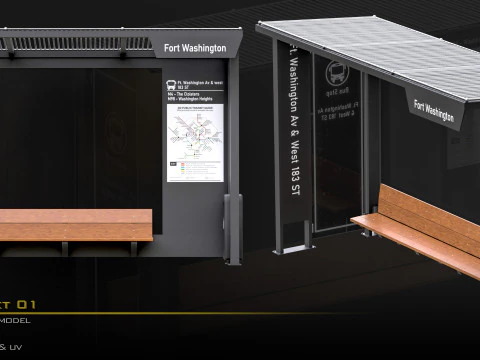 Bus Stop - Set01 3D Model