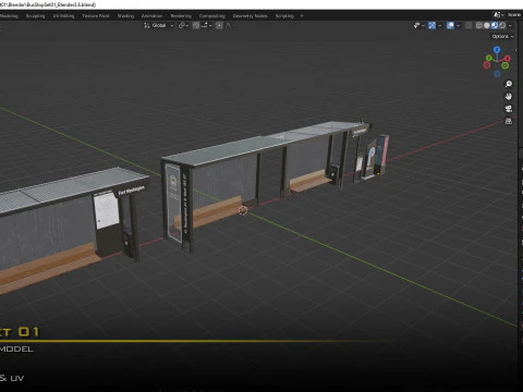 Bus Stop - Set01 3D Model