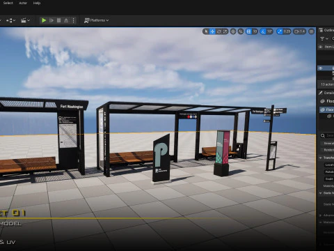 Bus Stop - Set01 3D Model