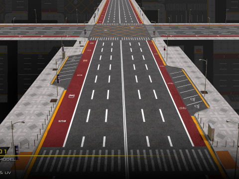 Road Pack Set 01-LowPoly-GameReady 3D 模型