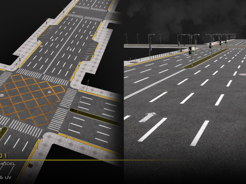 Road Pack Set 01-LowPoly-GameReady 3D 模型