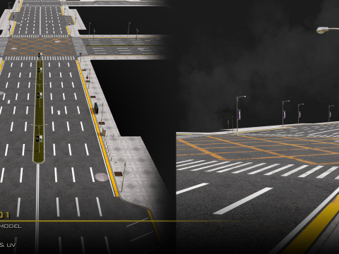Road Pack Set 01-LowPoly-GameReady 3D 模型