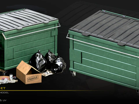 Trash Can Set01 3D Model