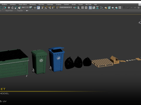 Trash Can Set01 3D 模型