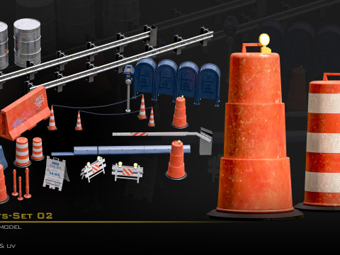 Street Asset Set 02 Model 3D