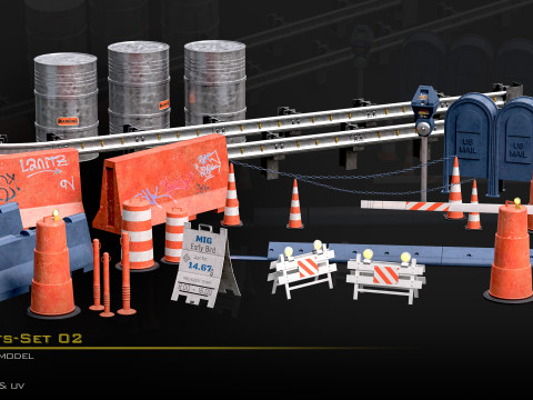 Street Asset Set 02 Model 3D