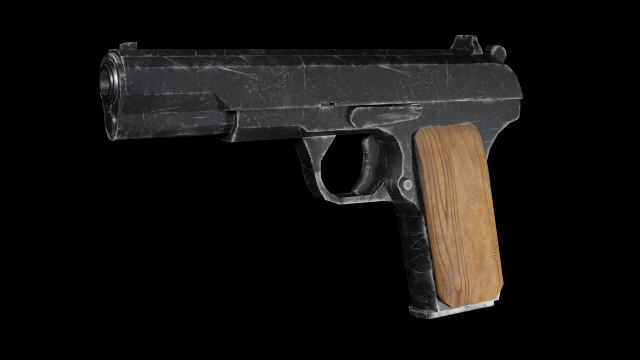 Soviet Tokarev 1952 Game Ready Low-poly PBR 3D Model .c4d .max .obj .3ds .fbx .stl .blend 