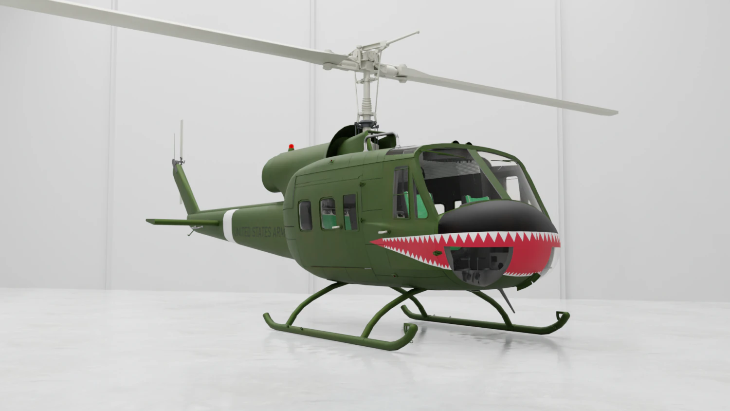 Huey Helicopter 3D Model .c4d .max .obj .3ds .fbx .stl .blend 