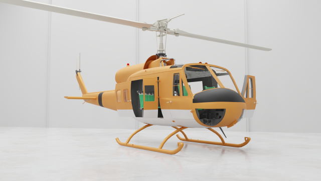 Huey Helicopter civilian version 3Dモデル .c4d .max .obj .3ds .fbx .stl .blend 
