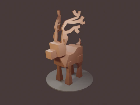READY TO USE LOWPOLY REINDEER CHARACTER 3D Model