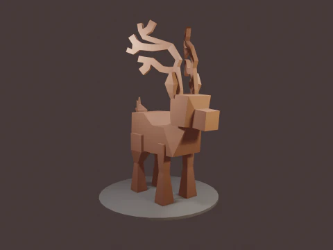 READY TO USE LOWPOLY REINDEER CHARACTER 3D Model