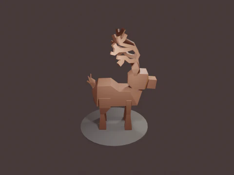 READY TO USE LOWPOLY REINDEER CHARACTER 3D Model