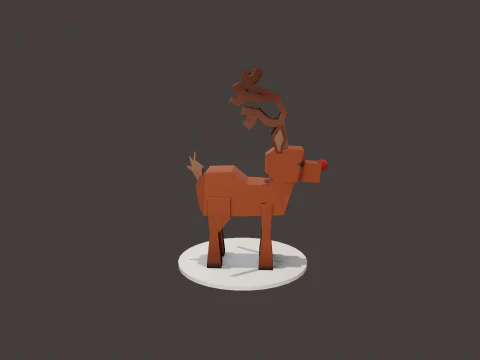 READY TO USE LOWPOLY REINDEER CHARACTER 3D Model