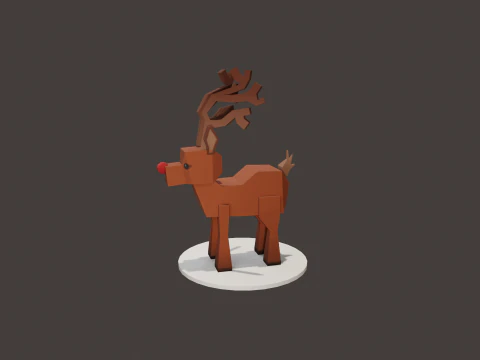 READY TO USE LOWPOLY REINDEER CHARACTER 3D Model