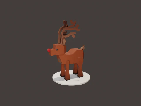 READY TO USE LOWPOLY REINDEER CHARACTER 3D Model