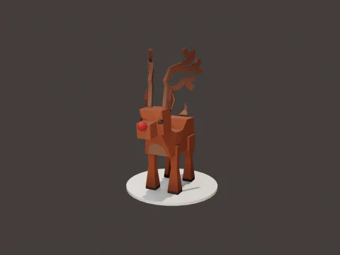 READY TO USE LOWPOLY REINDEER CHARACTER 3D Model