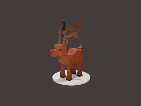READY TO USE LOWPOLY REINDEER CHARACTER 3D Model