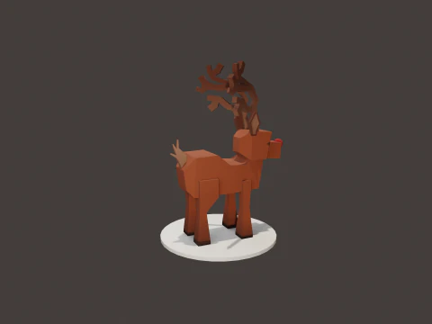 READY TO USE LOWPOLY REINDEER CHARACTER 3D Model