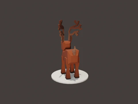 READY TO USE LOWPOLY REINDEER CHARACTER 3D Model
