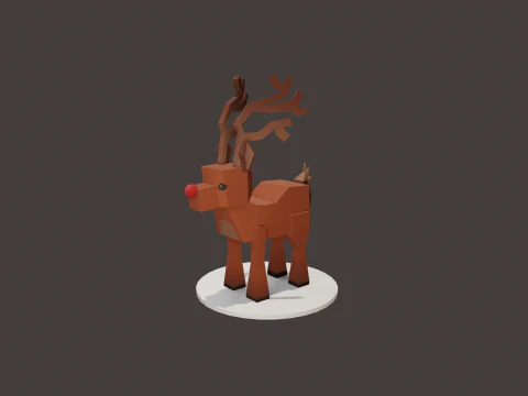READY TO USE LOWPOLY REINDEER CHARACTER 3D Model