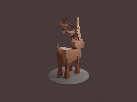READY TO USE LOWPOLY REINDEER CHARACTER 3D Model