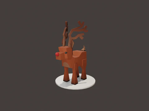 READY TO USE LOWPOLY REINDEER CHARACTER 3D Model