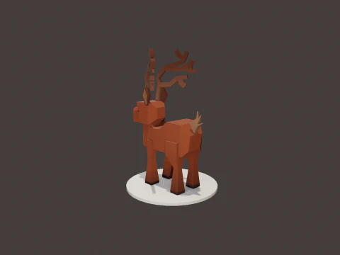 READY TO USE LOWPOLY REINDEER CHARACTER 3D Model