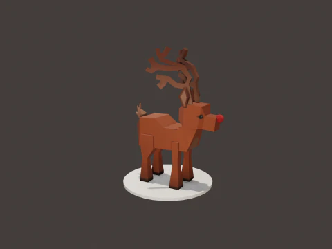 READY TO USE LOWPOLY REINDEER CHARACTER 3D Model