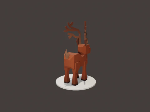 READY TO USE LOWPOLY REINDEER CHARACTER 3D Model