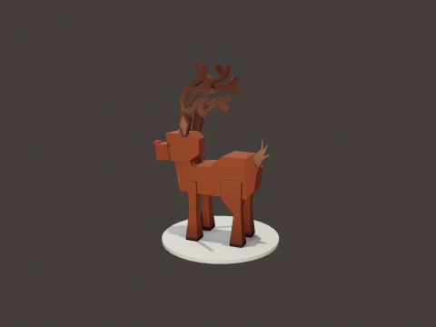 READY TO USE LOWPOLY REINDEER CHARACTER 3D Model