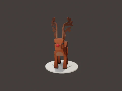 READY TO USE LOWPOLY REINDEER CHARACTER 3D Model