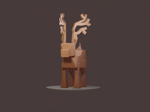 READY TO USE LOWPOLY REINDEER CHARACTER 3D Model