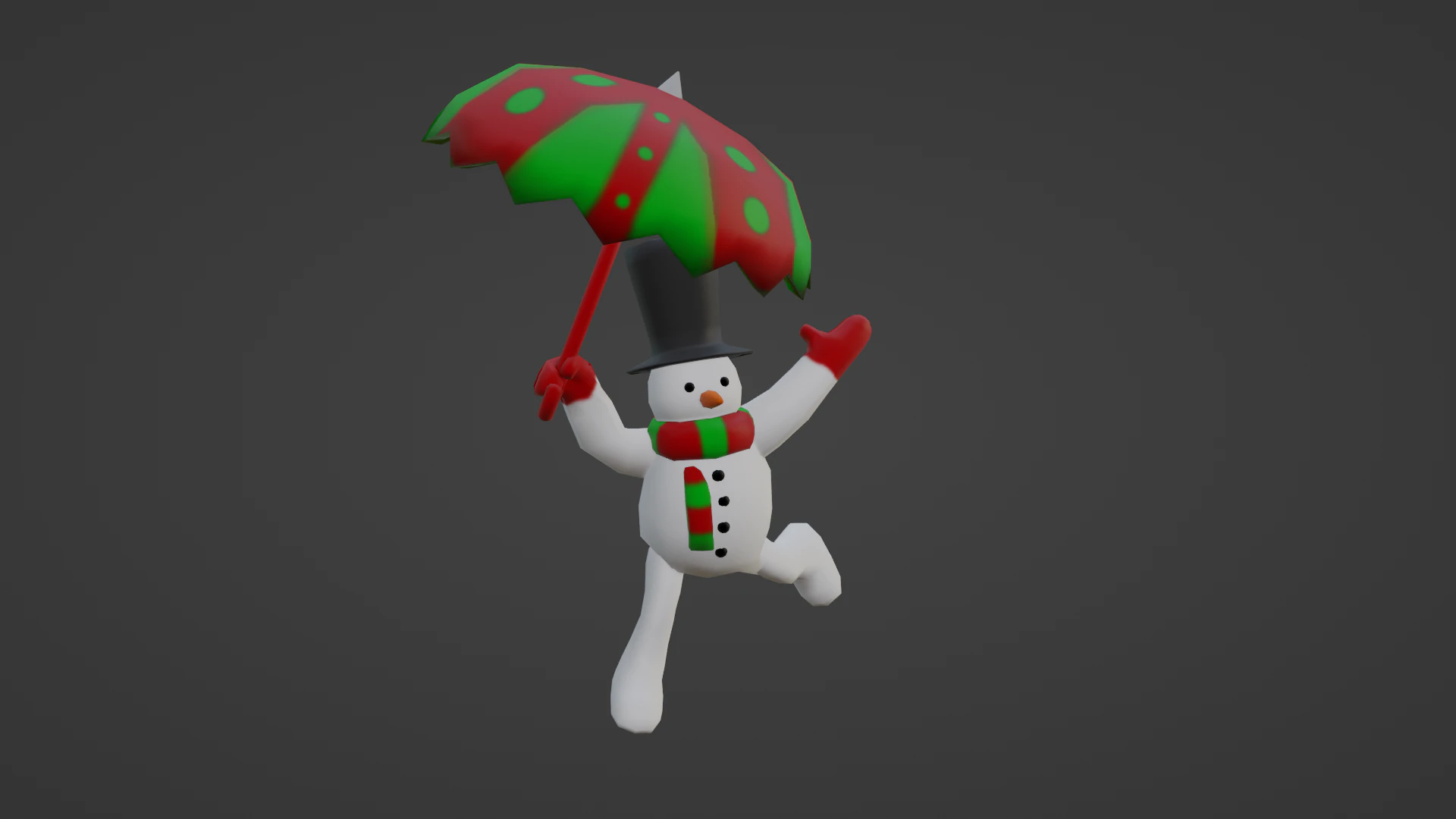SNOWMAN WITH UMBRELLA 3D Model .c4d .max .obj .3ds .fbx .stl .blend 