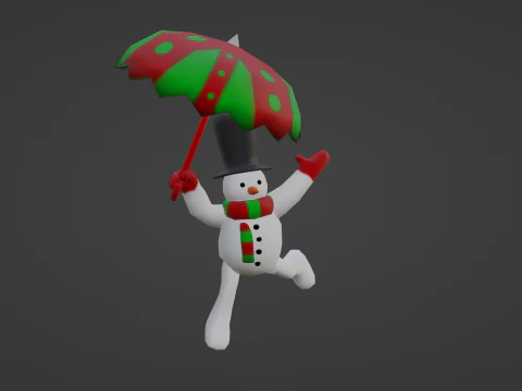 छाता वाला स्नोमैन 3D मॉडल