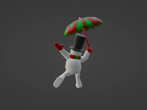 SNOWMAN WITH UMBRELLA 3D Model