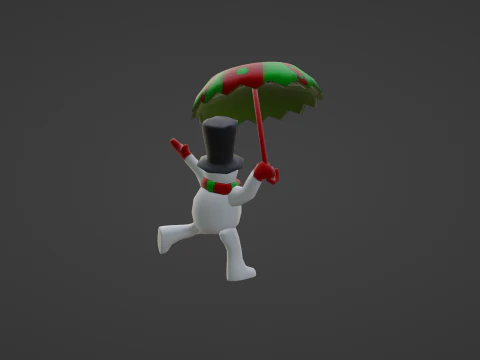 SNOWMAN WITH UMBRELLA 3D Model